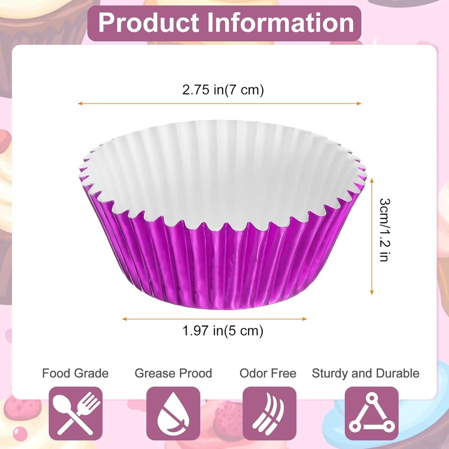 HARFINGTON 300 Count Rose Red Foil Muffins Cupcake Liners Standard Size Metallic Baking Cups Wrappers Greaseproof for Party Wedding Birthday