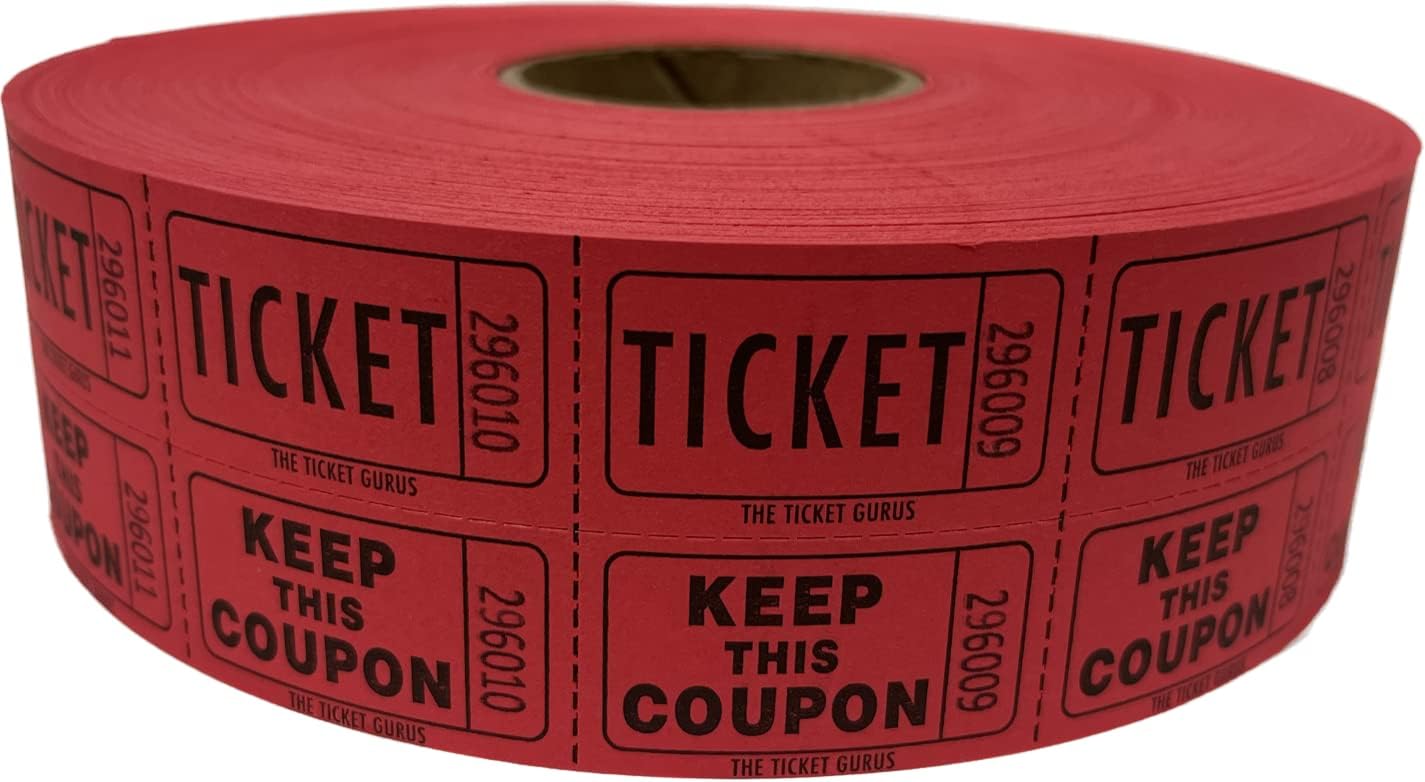 The Ticket Gurus-Raffle Tickets - (4 Rolls of 2000 Double Tickets) 8,000 Total 50/50 Raffle Tickets (Purple/Blue, Orange, Red)) …