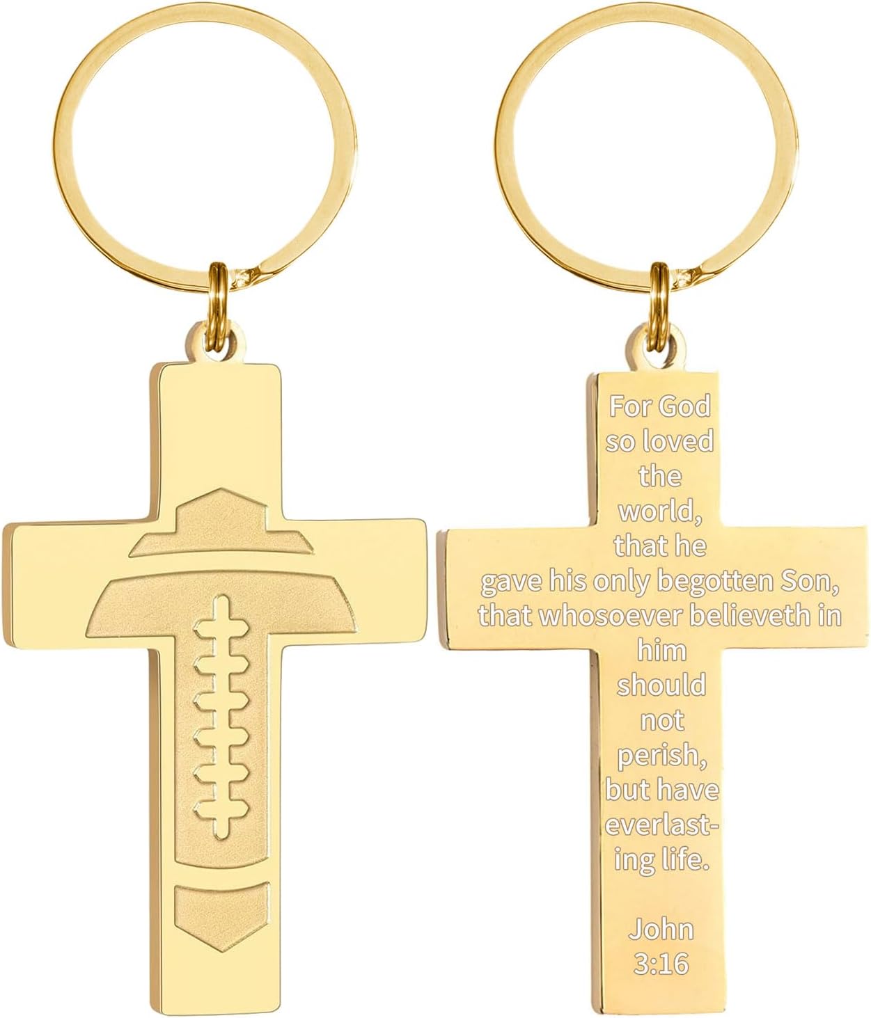 Football/Baseball/Soccer/Basketball Cross Keychains for Men First Communion Baptism Confirmation,Mens Gifts