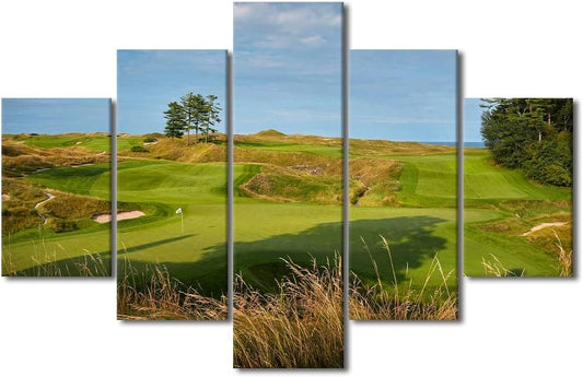 5 Piece Golf Course Field Canvas Wall Art Wisconsin USA Golf Course Picture Wall Decor Nature Landscape Pictures House Decor Print Posters Artwork for Living Room Decor Ready to Hang - 60"W x 40"H