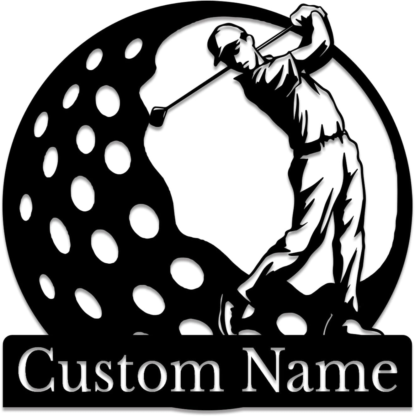 Personalized Custom Crossed Golf Metal Wall Art,Personalized Golfer Name Sign Decoration For Room,Hole Golf Club Decoration(Style-3)