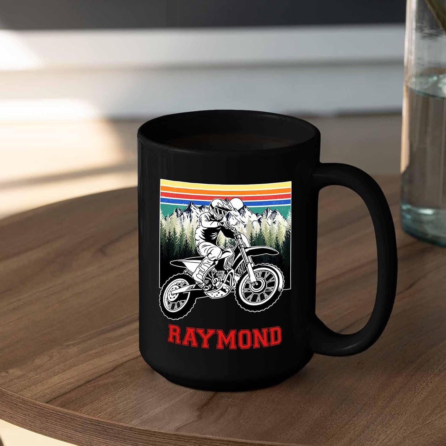 Personalized Motocross Racing Ceramic Mug - Choose Name, 11 Oz or 15 Oz, Black Coffee Cup for Dirt Bike and Motorcycle Lovers - Customized Gift for Friends