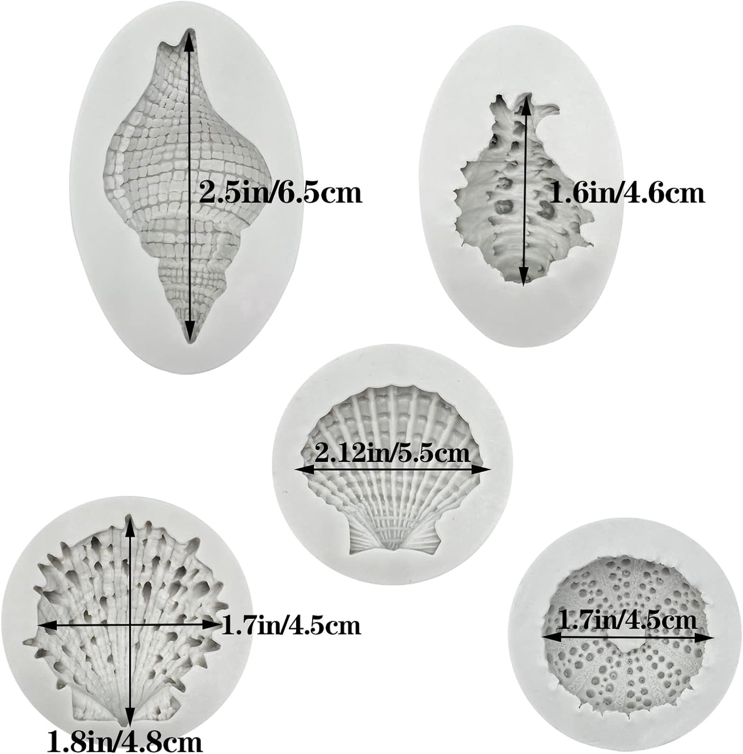 5 Pcs Seashell Silicone Mold Cake Fondant Silicone Mold Seashell Conch Baking Molds for DIY Cake Decoration Chocolate Candy Polymer Clay Crafting Projects