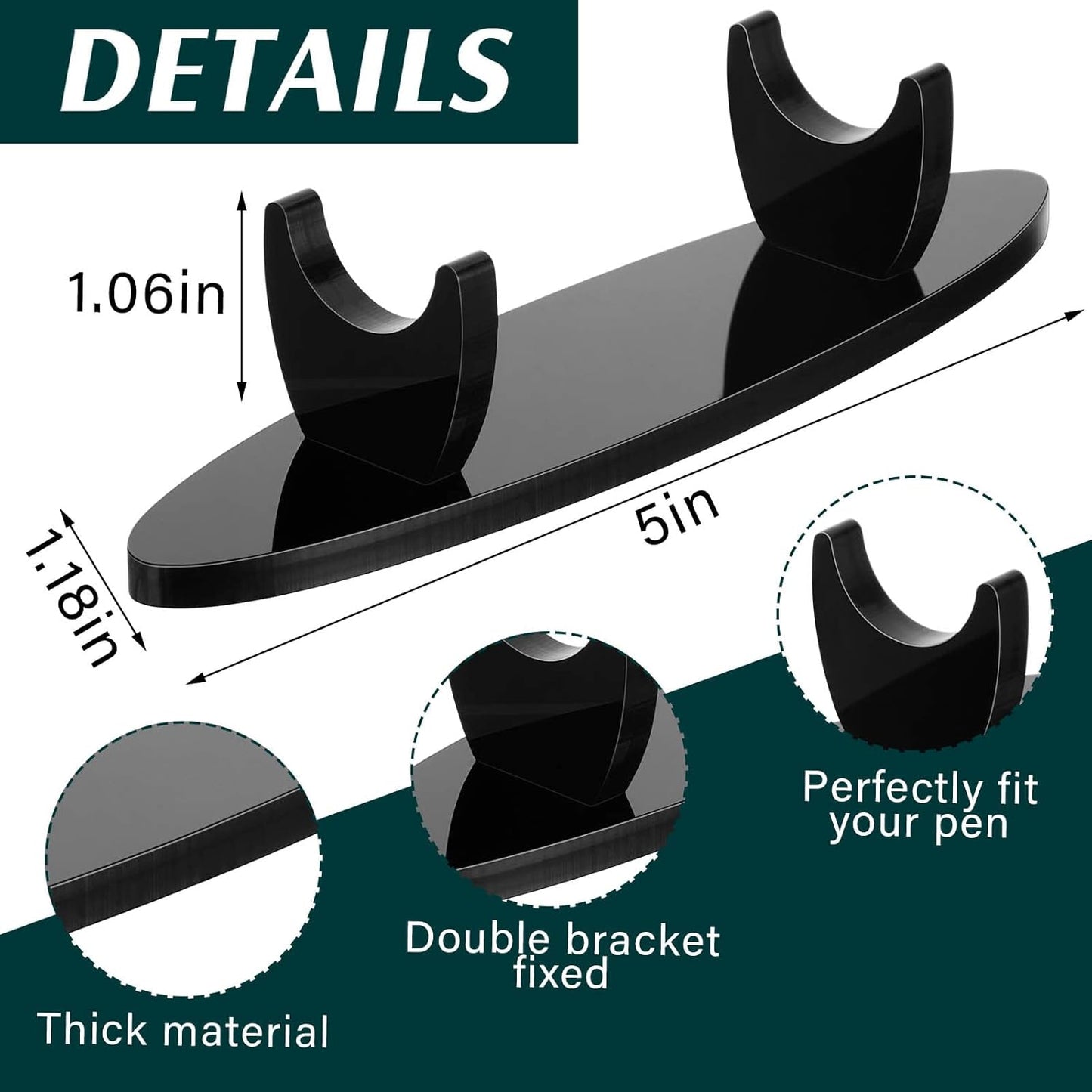 Spakon 2 Pieces Acrylic Pen Holder Display Stand Pencil Display Holder Fountain Pen Ballpoint Rack Desk Pencil Wand Showcase, Paintbrush Drying Rack for Home Office(Black)