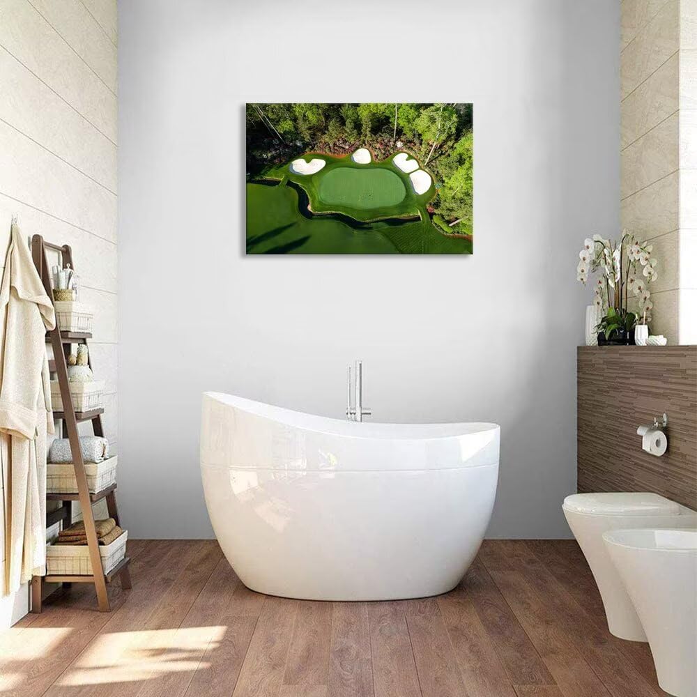 chenchenArt Augusta Golf Course Wall Art for Living Room Bedroom Bathroom Home Decorations Augusta National Golf Course Canvas Prints Modern Artwork Framed Ready to Hang(12''H x 16''W)
