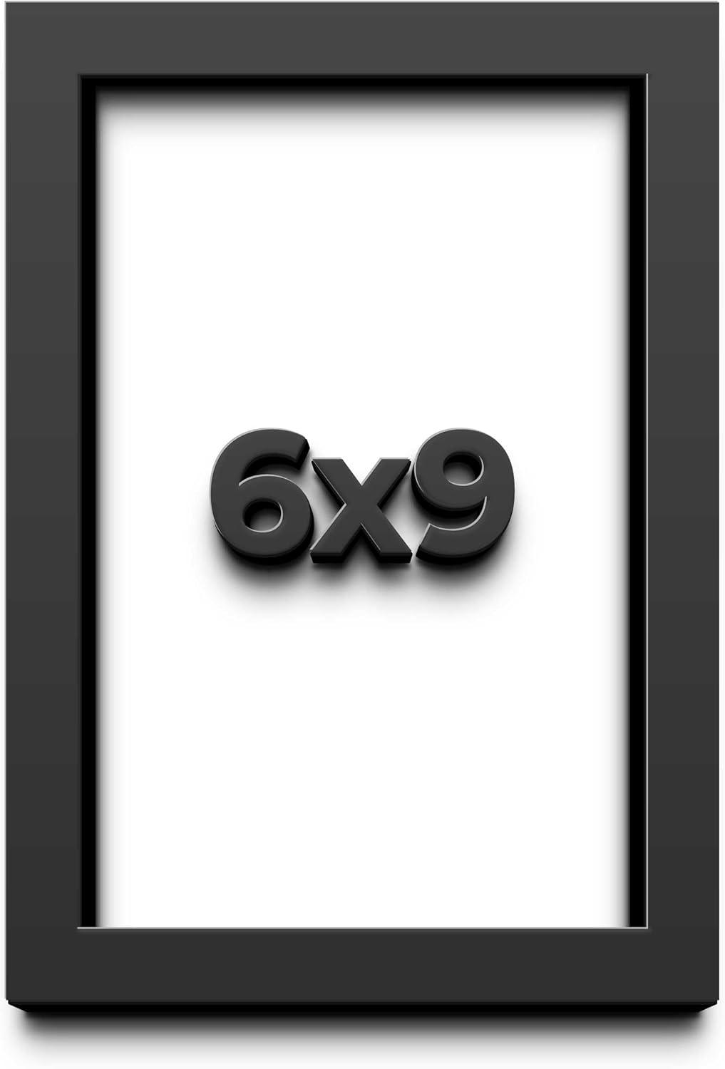 6x9 Shadow Box Black Solid Wood Display Frame with White Acid-Free Backing UV Acrylic & Hanging Hardware - with 3/4" Usable Depth