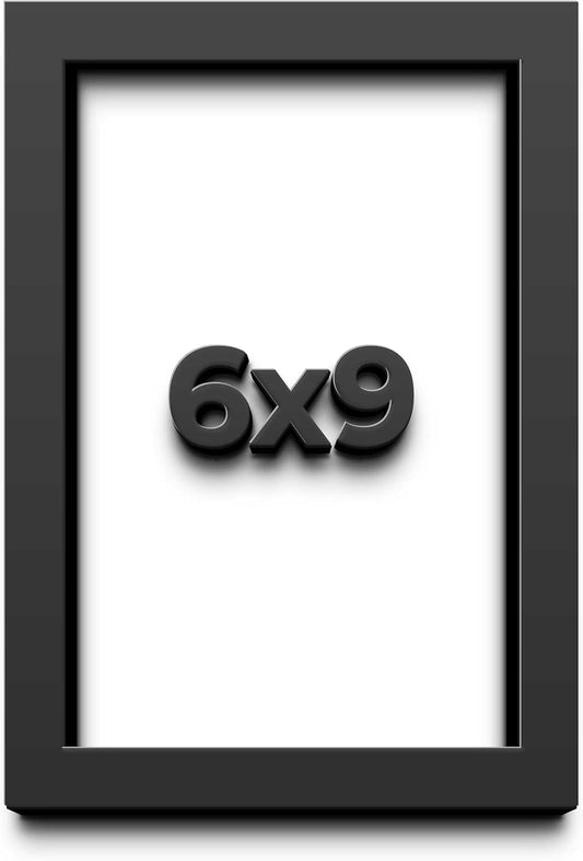 6x9 Shadow Box Black Solid Wood Display Frame with White Acid-Free Backing UV Acrylic & Hanging Hardware - with 3/4" Usable Depth