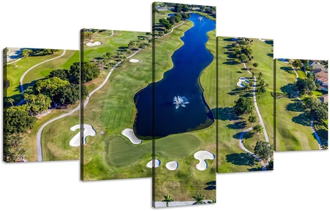 WESTON FL USA Golf Course Canvas Wall Art for Office Golf Course Wall Decor for Living Room Bedroom Bathroom Home Decorations Golf Course Pictures Framed Artwork Ready to Hang(60''W x 40''H)
