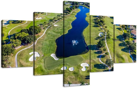 WESTON FL USA Golf Course Canvas Wall Art for Office Golf Course Wall Decor for Living Room Bedroom Bathroom Home Decorations Golf Course Pictures Framed Artwork Ready to Hang(60''W x 40''H)