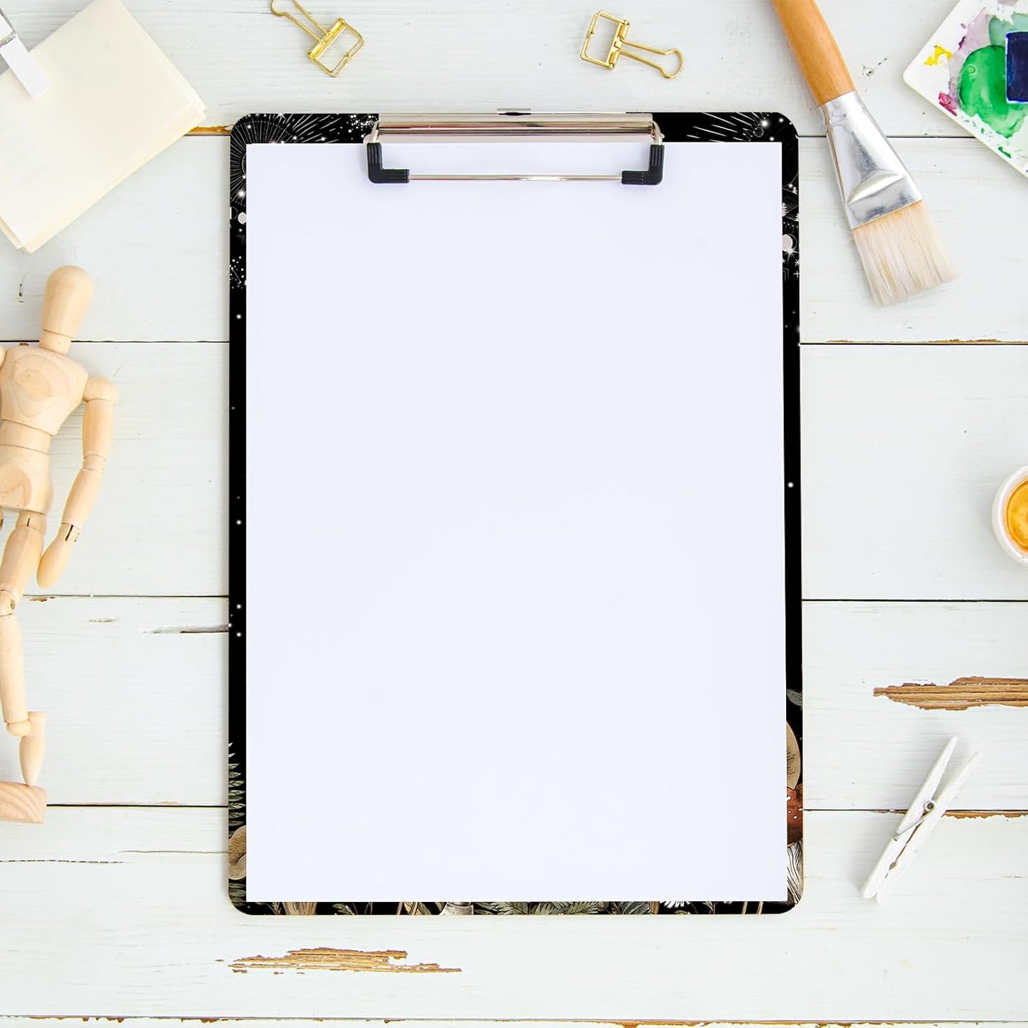 Vintage Mushroom and Moon Phase Clipboard A4 Letter Size Plastic Decorative Clipboards for Teacher,Nurse Doctor Student and Kid Cute Design for Standard Size 12.5 x 8.7