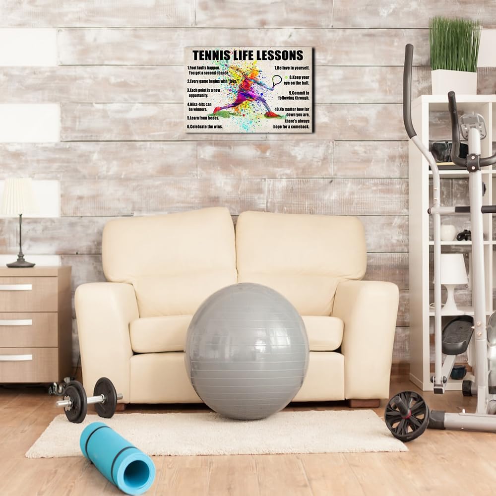 Strofupp Tennis Poster Inspirational Quotes Wall Decor Framed Pictures Prints Vintage Tennis Wall Art Sport Life Lessons Poster 08x12 inches
