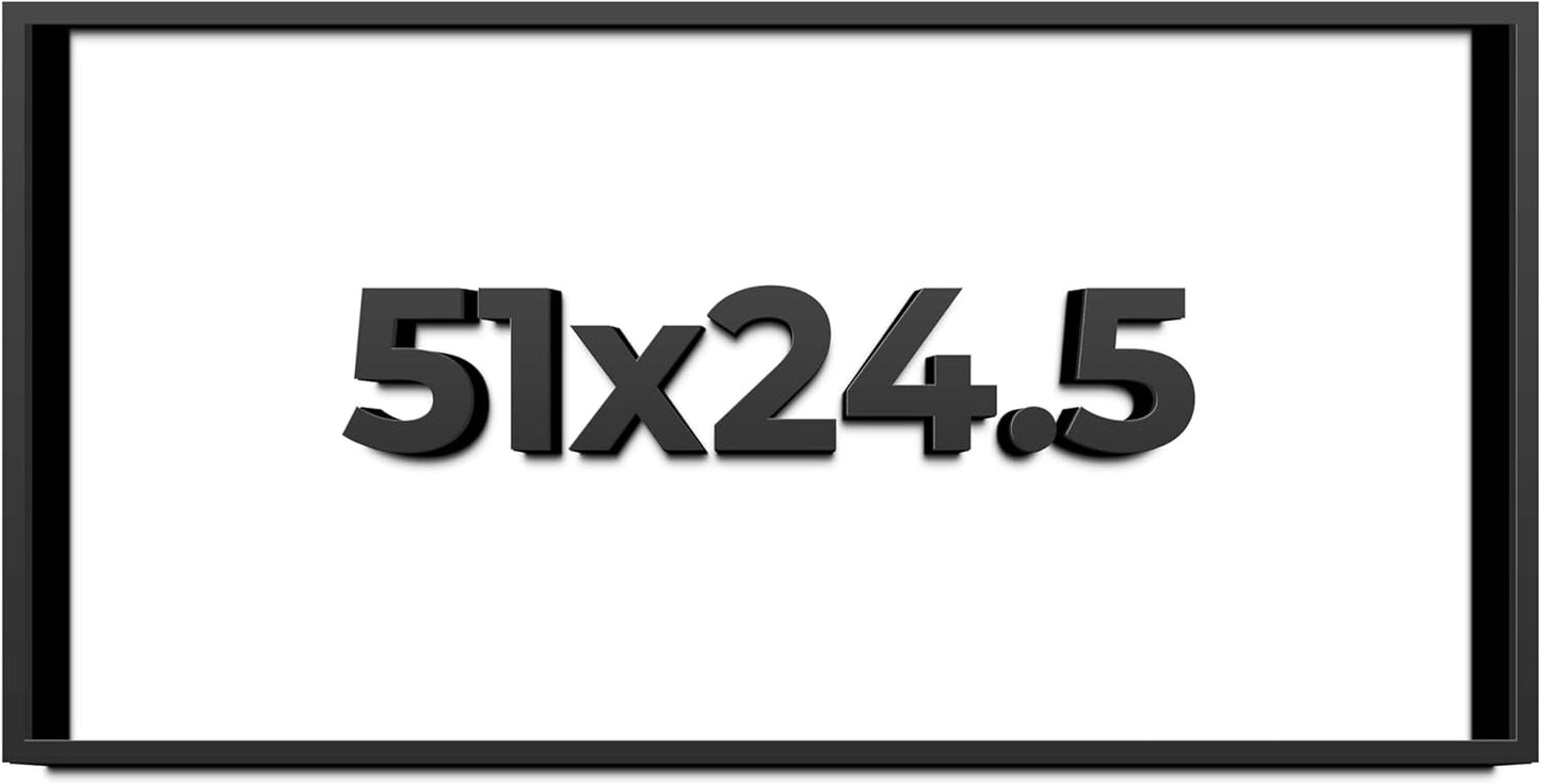 51x24.5 Shadow Box Black Solid Wood Display Frame with White Acid-Free Backing UV Acrylic & Hanging Hardware - with 3/4" Usable Depth