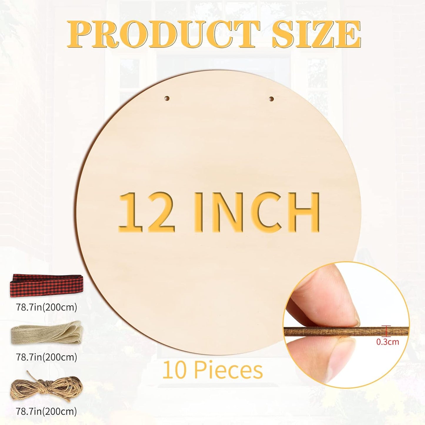 12 Inch Wood Circles for Crafts, 5Pcs Unfinished Wood Rounds for Cricut Projects, Burning, Painting, Door Hanger, DIY Wooden Crafts Holiday Christmas Thanksgiving Day Home Decor(5PCS)