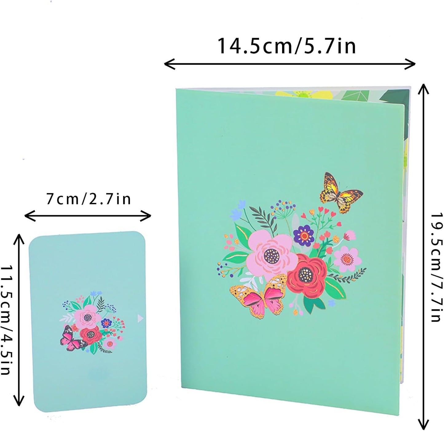 3D Butterfly Greeting Cards, Flowers Pop Up Birthday Cards, for Mom, Sister, Grandmother, Wife, Daughter, and other women, with envelope