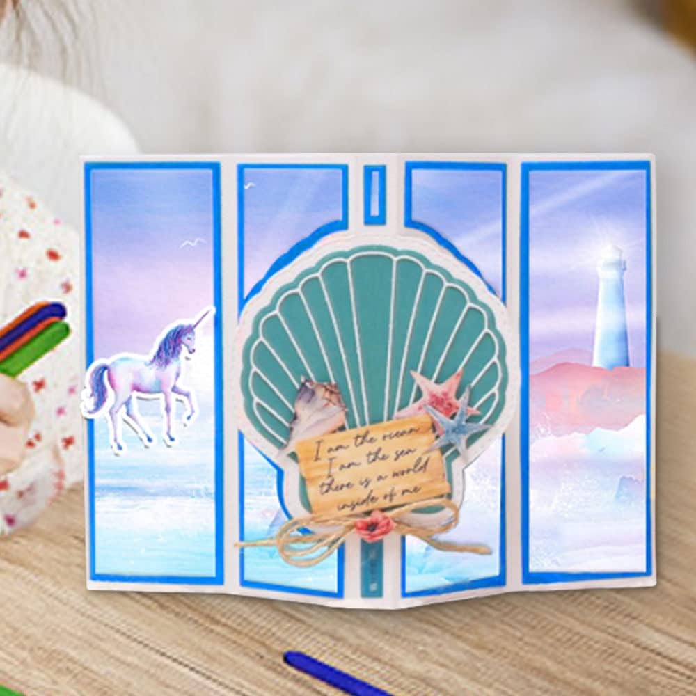 3D Card Shape Die Cuts for Card Making, Rectangular Shaped Gift Card Cutting Dies Sets Shell Banner Dies Stencils Embossing Template for Scrapbooking DIY Cards Album Crafts Supplies