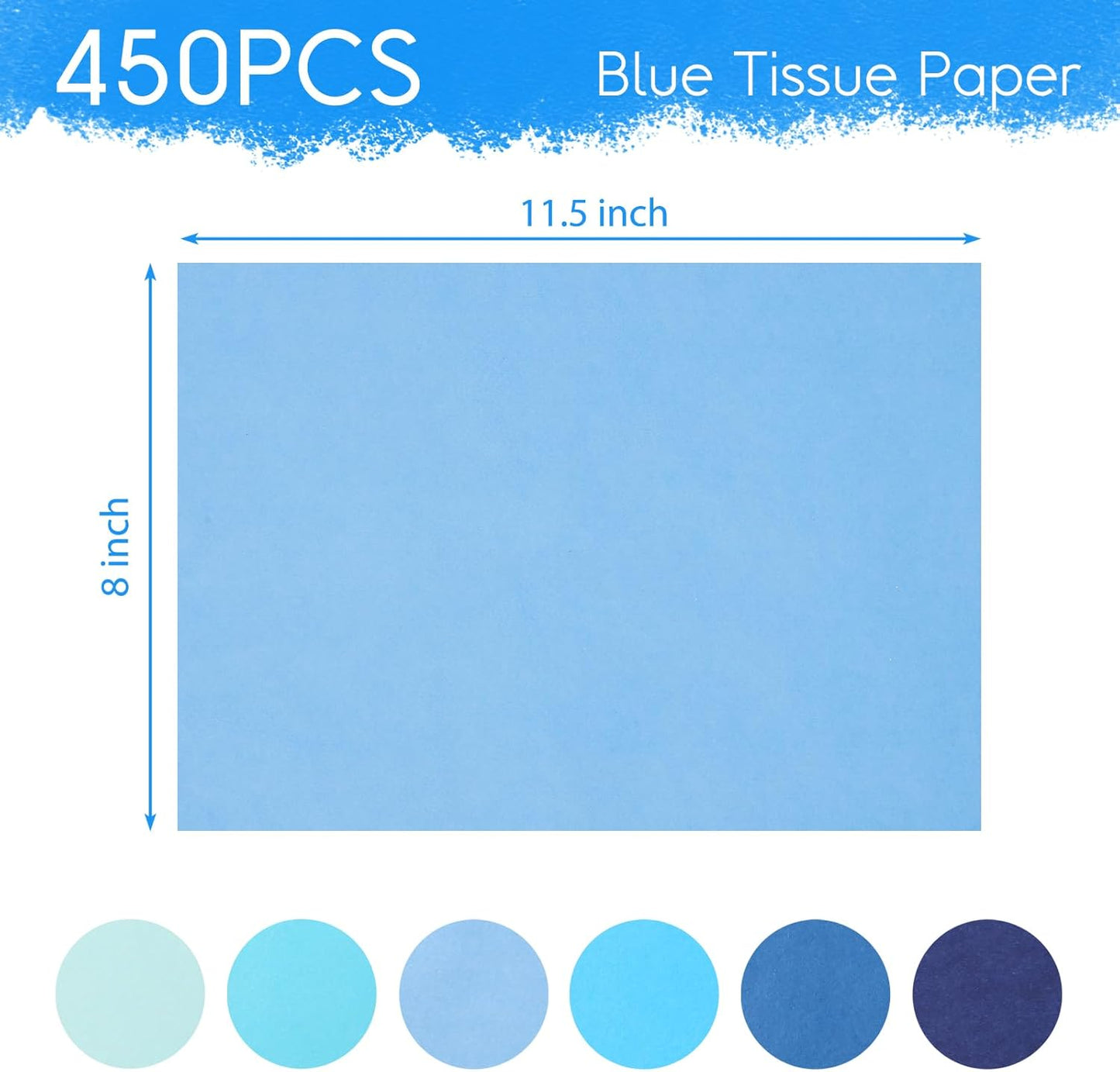 VGOODALL 450 Sheets Blue Tissue Paper, 11.5×8 Inch Gift Wrapping Paper Bulk for Christmas Birthday Decor DIY Project Crafts, 6 Colors