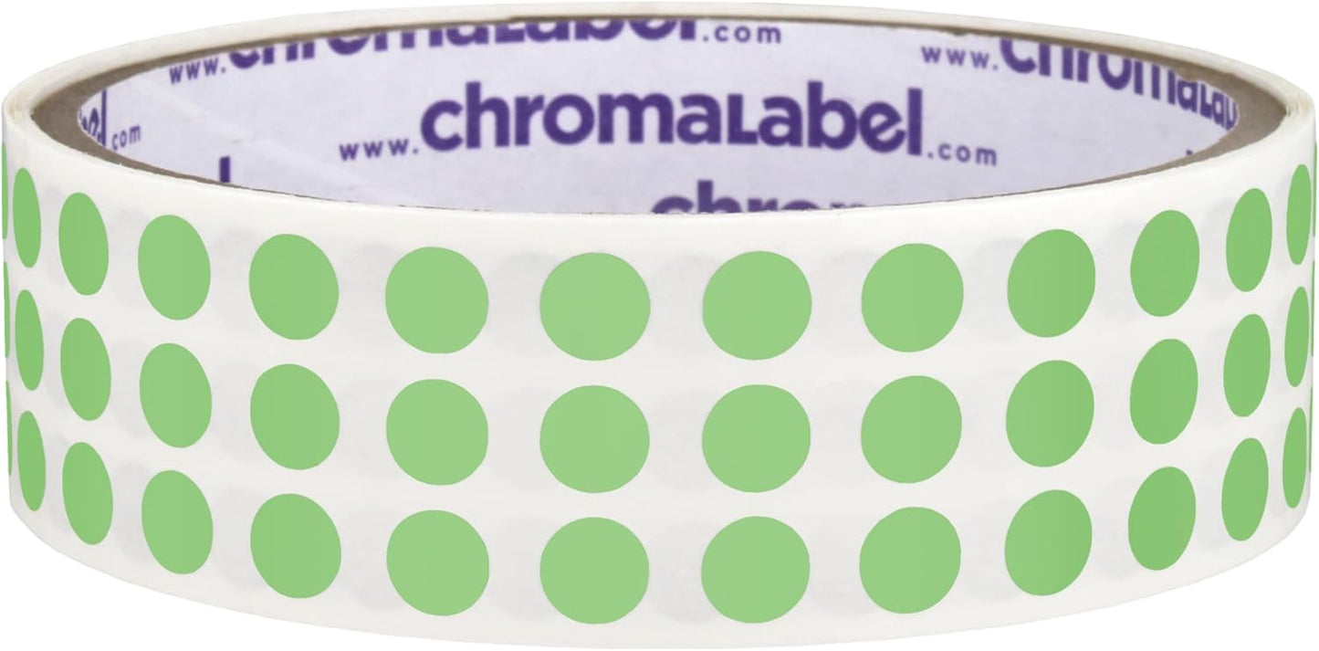 ChromaLabel 0.25 Inch Round Label Permanent Color Code Dot Stickers, 1000 Labels per Roll, Lime