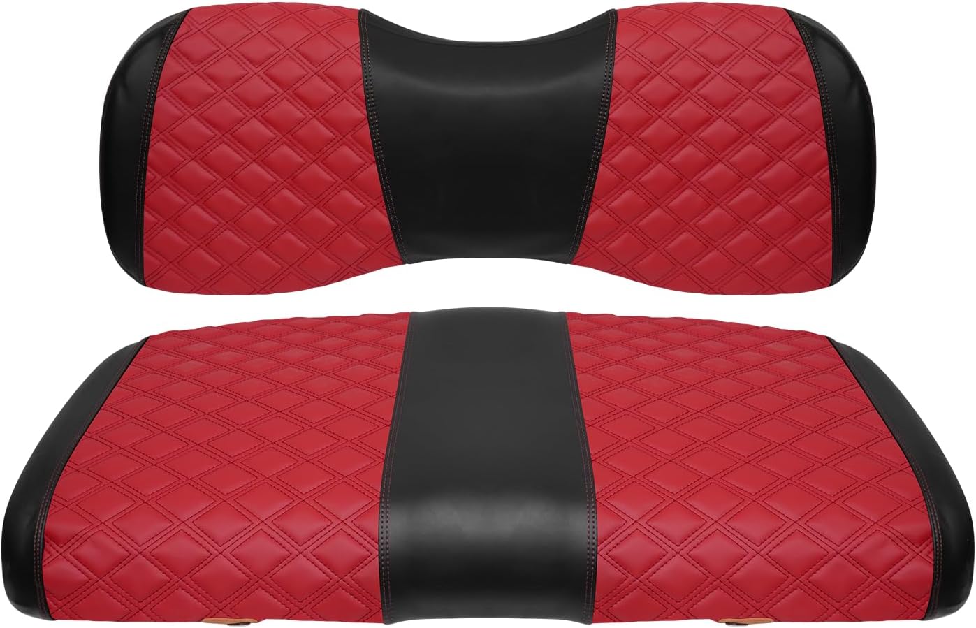 Golf Cart Front Seat Covers for Yamaha Drive 2007-2016/Drive 2 2017+ Front OEM Universal Seat Cushion, Marine Grade Vinyl Leather Seat Covers/Easy to Install-Deep Red(2PCS)