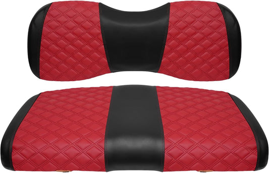 Golf Cart Front Seat Covers for Yamaha Drive 2007-2016/Drive 2 2017+ Front OEM Universal Seat Cushion, Marine Grade Vinyl Leather Seat Covers/Easy to Install-Deep Red(2PCS)