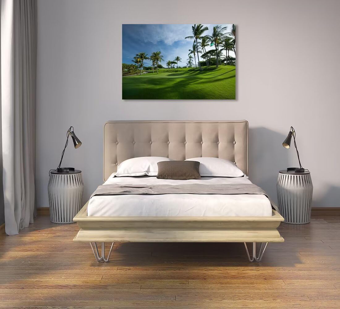 Hawaiian Golf Course Wall Art for Living Room Bedroom Bathroom Home Decorations Hawaii Maui island Picture Poster Framed Artwork Canvas Prints Ready to Hang(18''H x 24''W)
