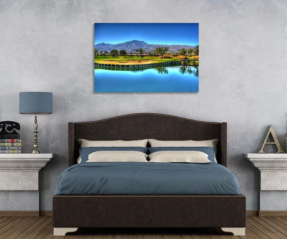 Augusta National Golf Course Wall Art for Living Room Bedroom Bathroom Home Decorations USA Georgia Golf Course Picture Poster Framed Artwork Canvas Prints Ready to Hang(24''H x 36''W)