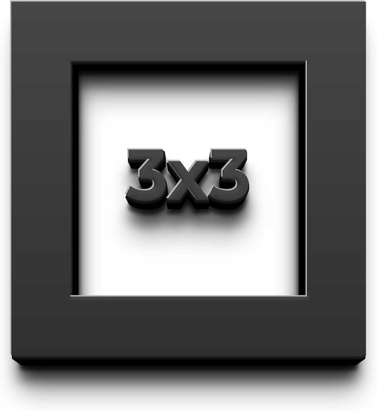 3x3 Shadow Box Black Solid Wood Display Frame with White Acid-Free Backing UV Acrylic & Hanging Hardware - with 3/4" Usable Depth