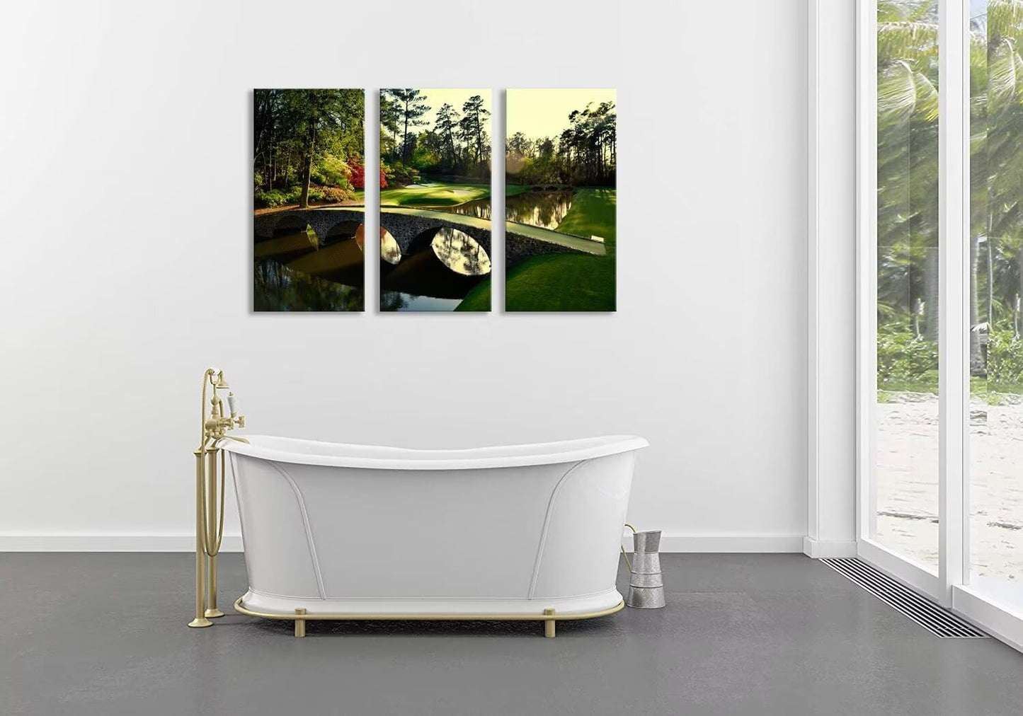 chenchenArt Augusta Golf Course Wall Art for Living Room Bedroom Home Decorations Golf Course Pictures Posters Canvas Prints Modern Artwork Framed Ready to Hang(14''W x 28''H x3)