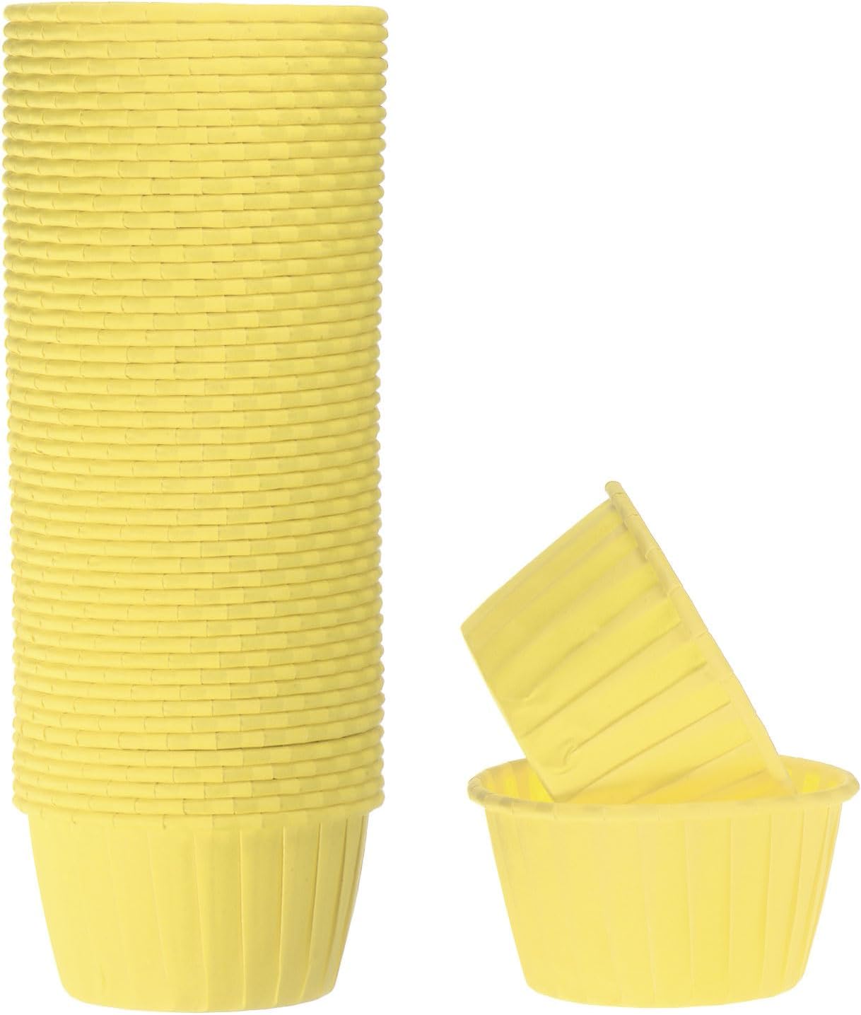 HARFINGTON 50Pcs Cupcake Baking Cups 3.5oz Standard Size Paper Cupcake Liners Greaseproof Wrappers Disposable for Wedding Birthdays Christmas Dessert, Yellow