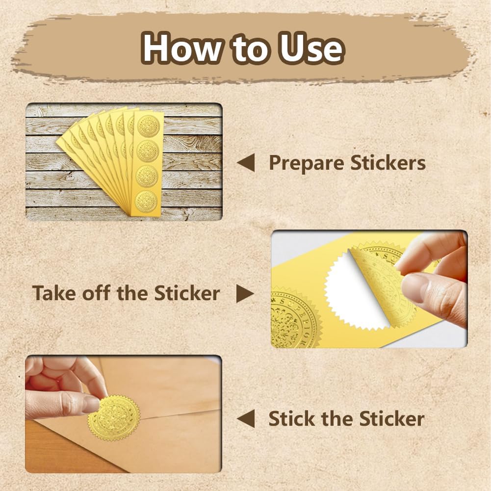 Peacoblue Gold Foil Stickers Seals Embossed 2 Inch 100Pcs Magnolia, Self Adhesive Gold Around Embossing Sticker for Certificate Paper Envelope Seal Gift Card Present Decoration