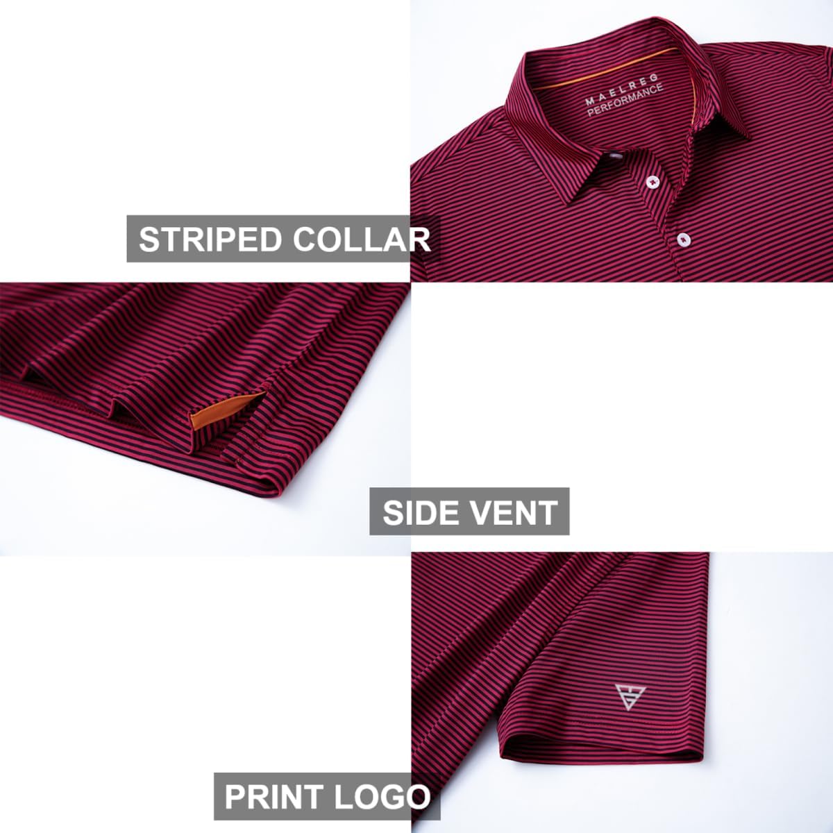 Golf Shirts for Men Dry Fit Short Sleeve Print Performance Moisture Wicking Polo Shirt