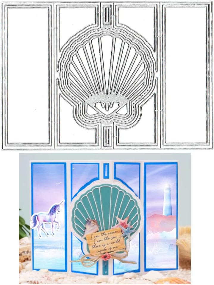 3D Card Shape Die Cuts for Card Making, Rectangular Shaped Gift Card Cutting Dies Sets Shell Banner Dies Stencils Embossing Template for Scrapbooking DIY Cards Album Crafts Supplies