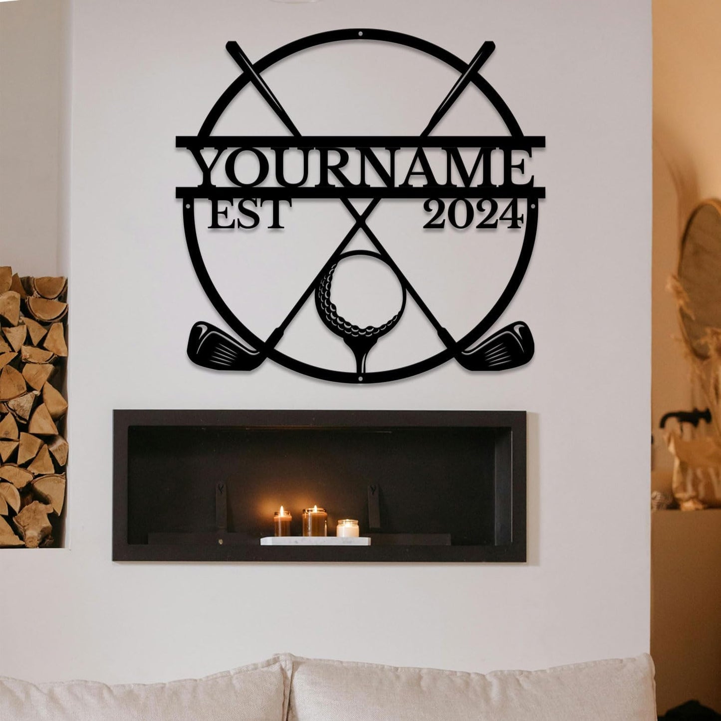 Golf Art Metal Signs,Custom Golf Metal Name Signs,Personalized Golf Signs,Black Golf Metal Wall Art Signs,Golfball Home Outdoor Metal Signs (Style G)