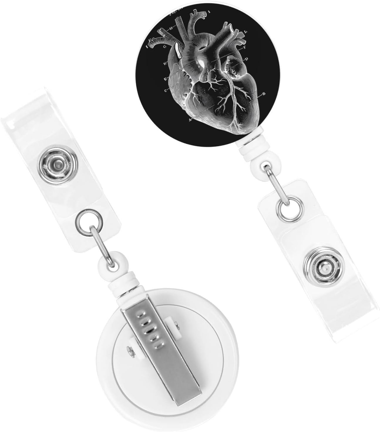 Heart Anatomical Cardiologist Badge Reels Retractable Badge Holder with Clip for Id Name Tag Office Worker Student Teacher Nurse Doctor