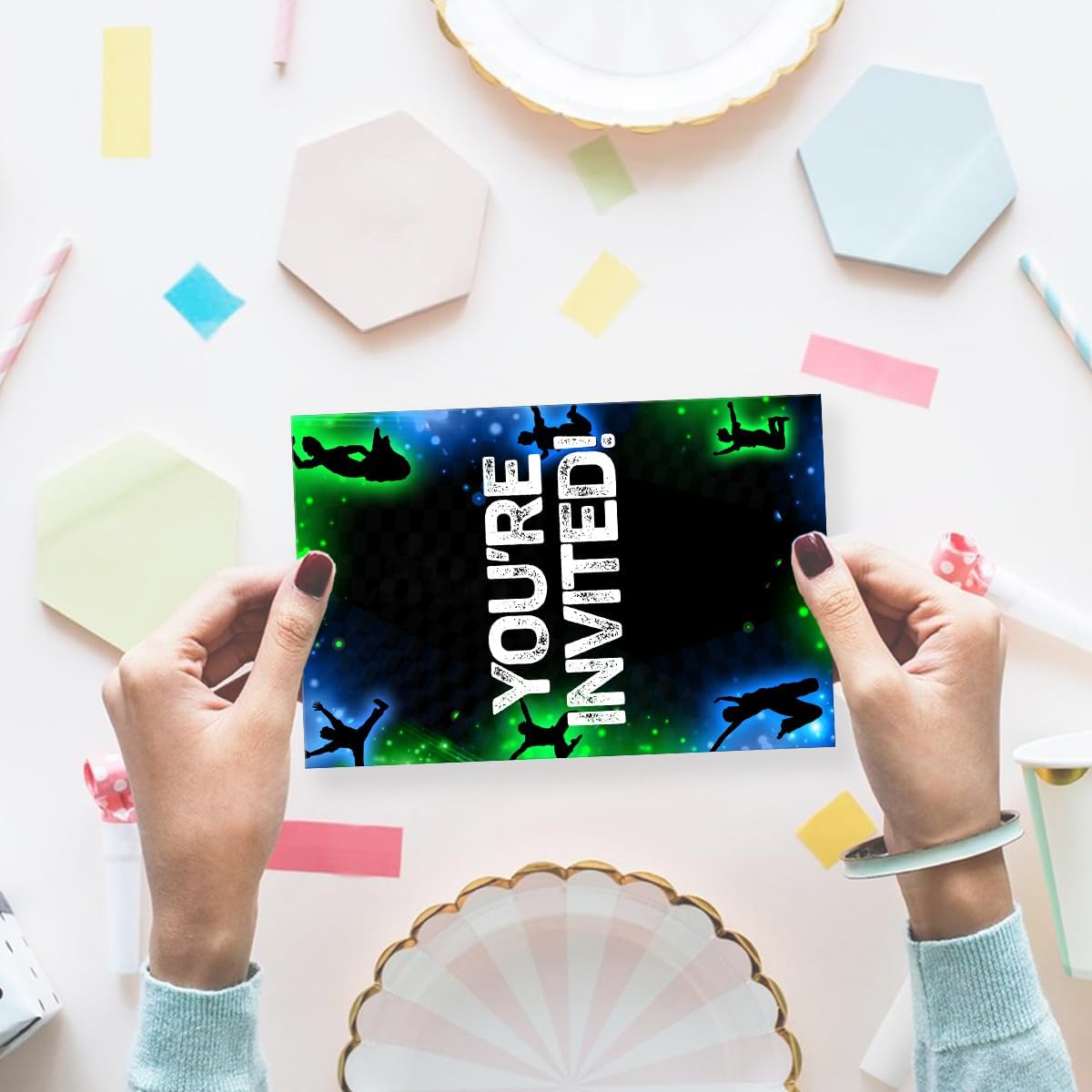 Jump Birthday Invitation Supplies with Envelopes Set of 20 Bruh Birthday Party Invitation Fill in Blank, Double Sided