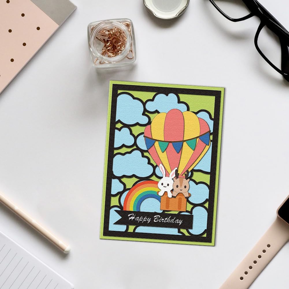 Cloud Background Cutting Dies Hot Air Balloon Card Making Die Cut Carbon Steel Die Cuts Stencils Card Scrapbooking Embossing Template for DIY Paper Craft Making Album Gift Invitation Decor