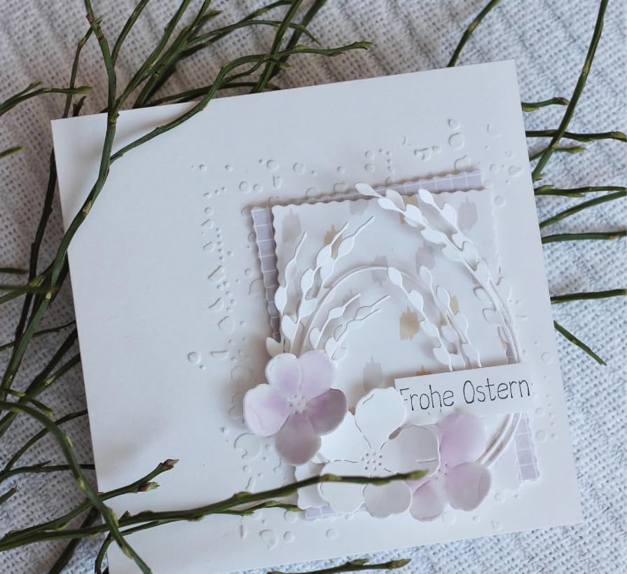 Lapoo Metal Cutting Die for Scrapbooking, 3D Backgrounds Frame New Cutting Dies DIY Album Card Making Decor Paper Metal Die Cuts Party Wedding Decorations (Easter Oval Wreath 3.7 x 2.9 in)