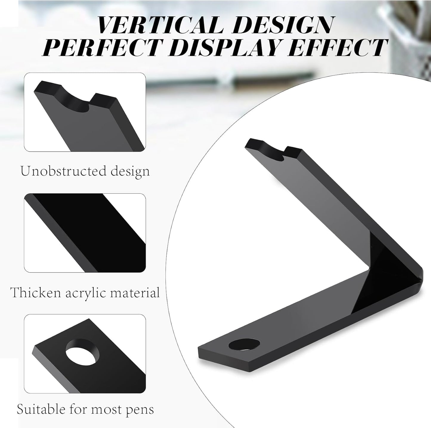 4 Pieces Acrylic Pen Holder Display Stand Black Makeup Brush Rack Organizer Black Pen Stand Paintbrush Drying Rack for Home School Office or Store Use