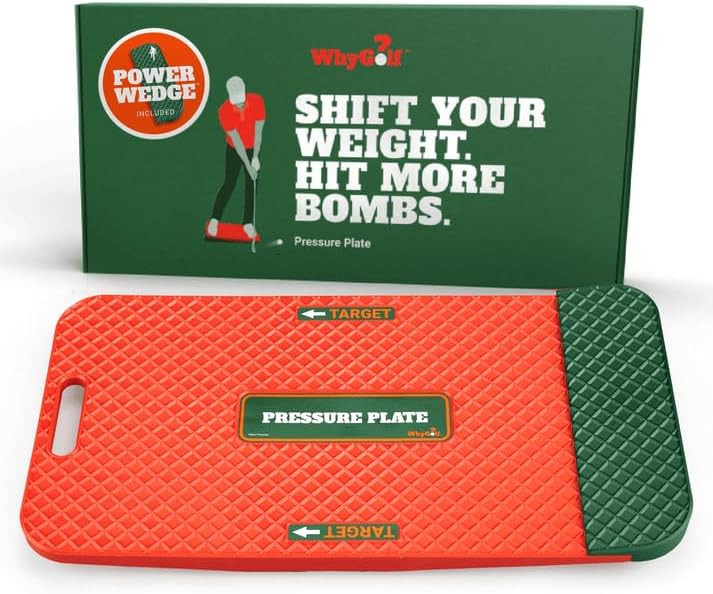 WHYGOLF Swing Trainer Pressure Plate with Power Wedge – Improve Weight Shift, Balance & Accuracy – Golf Training Aid for Increased Power & Control – Teaching Tool for Club Practice & Drills