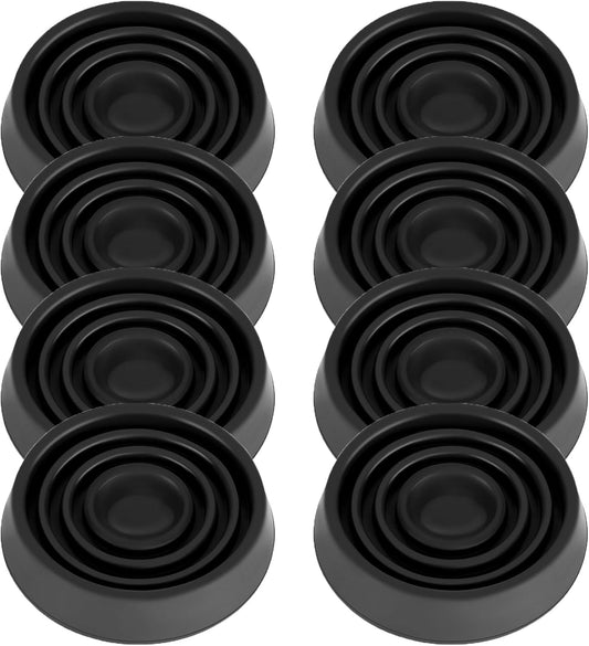 Furniture Coasters, 1.5X1.5 Rubber Caster Cups Non Slip Furniture Pads Non Skid Furnitures Grippers Anti Slide Floor Protector for Bed Couch Table Chair Stoppers (Black, 8 Pack)