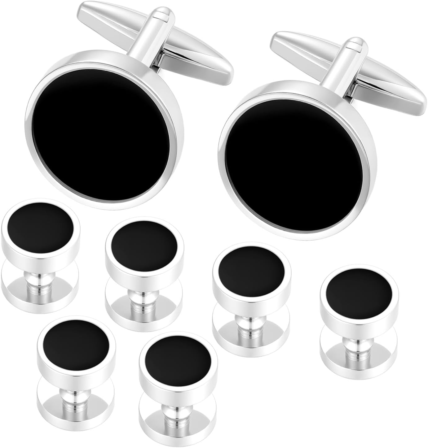 Cufflinks for Men and Tuxedo Shirt Studs Set with Gift Box Stainless Steel Cuff links