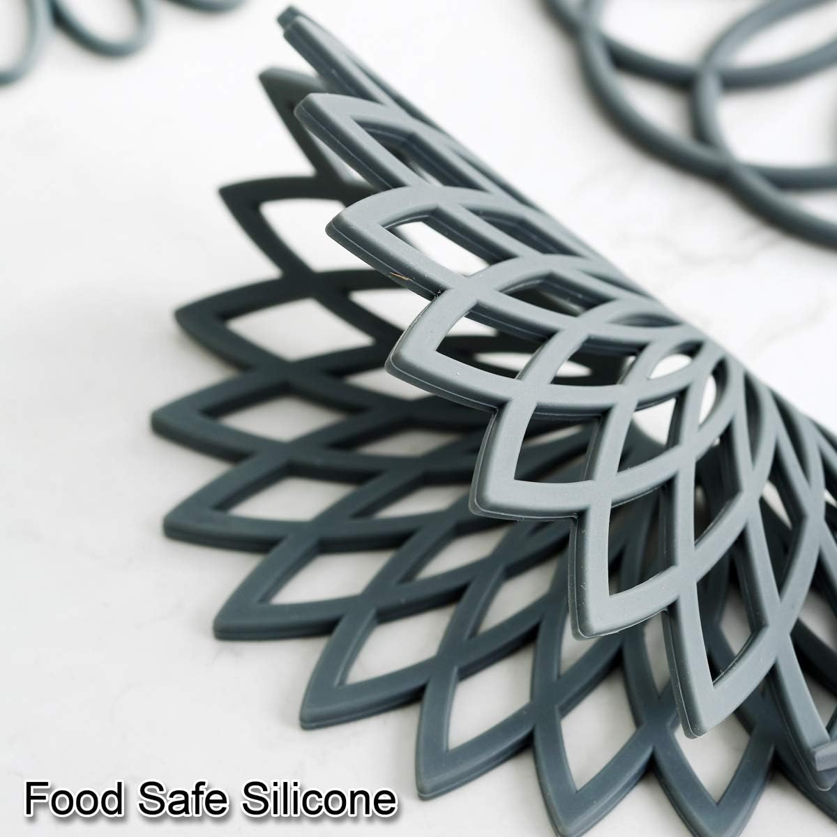 Set of 3 Silicone Trivet Mat - Hot Pot Holder Hot Pads for Table & Countertop - Trivet for Hot Dishes - Non-Slip & Heat Resistant Modern Kitchen Hot Pads for Pots & Pans, Chocolate Brown