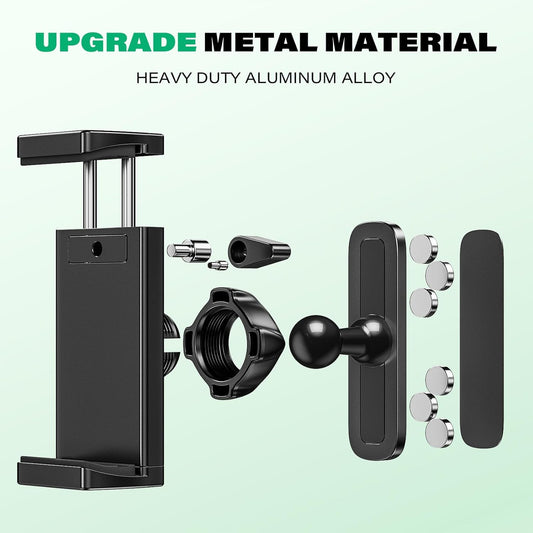 Aluminum Alloy Golf Cart Phone Holder with Safety Lock, Heavy Duty Magnetic Golf Phone Mount for EZGO/Club Car/Yamaha/Icon, Golf Cart Accessories Gifts for Men Women [Phone Case Friendly]