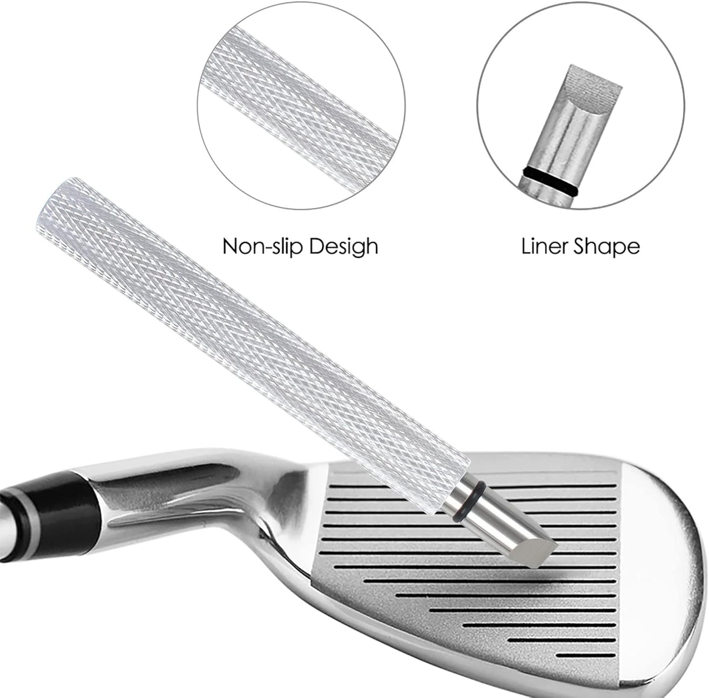 VIPMOON Golf Club Groove Sharpener Tool, Golf Brush and Groove Cleaner with Retractable Zip-line Aluminum Carabiner, Groove Sharpener Golf for Wedge & Irons, U & V-Grooves, Golf Accessories for Men