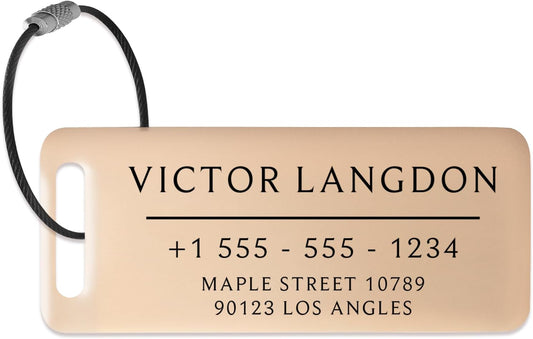 Personalized Luggage Tags for Suitcases - Stainless Steel Custom Luggage Tags for Backpacks & Bags, Sturdy, Waterproof & Heavy Duty (Rose Gold / 3" x 1.25")