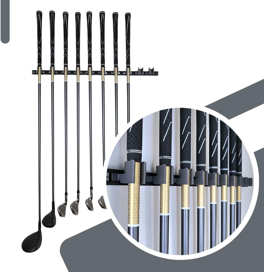 Generic 10 Golf Club Holders on 24" Rack, Wall Display, Wall Hanger, Organizer (Club Grip Up)