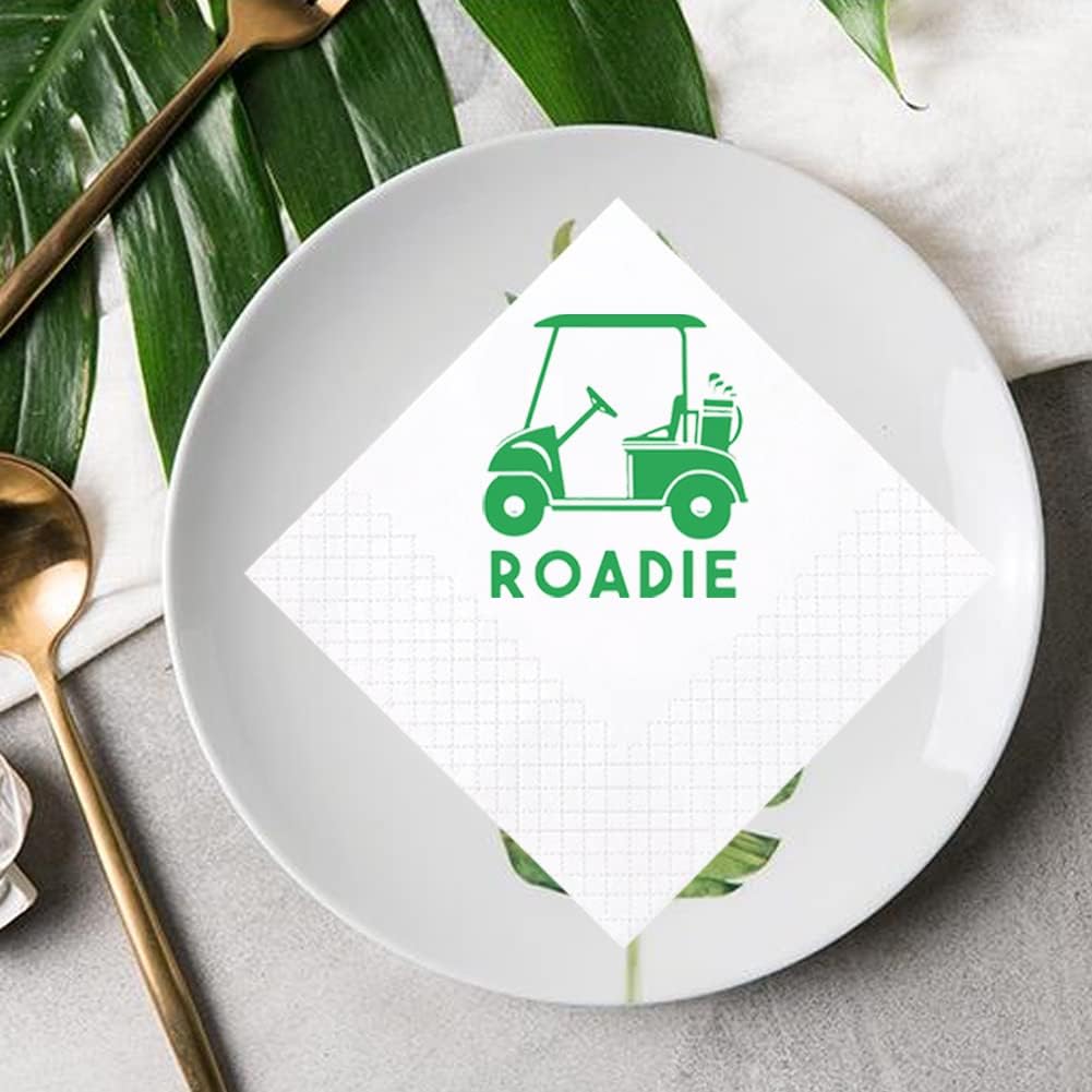 Golf Cocktail Napkins, 100 Pack Par-Fect Together Golf Themed Paper Cocktail Beverage Napkins for Wedding Rehearsal Dinner Bridal Shower Engagement 2-Ply, 5x5 Inches (Golf Cart Roadie Napkins)