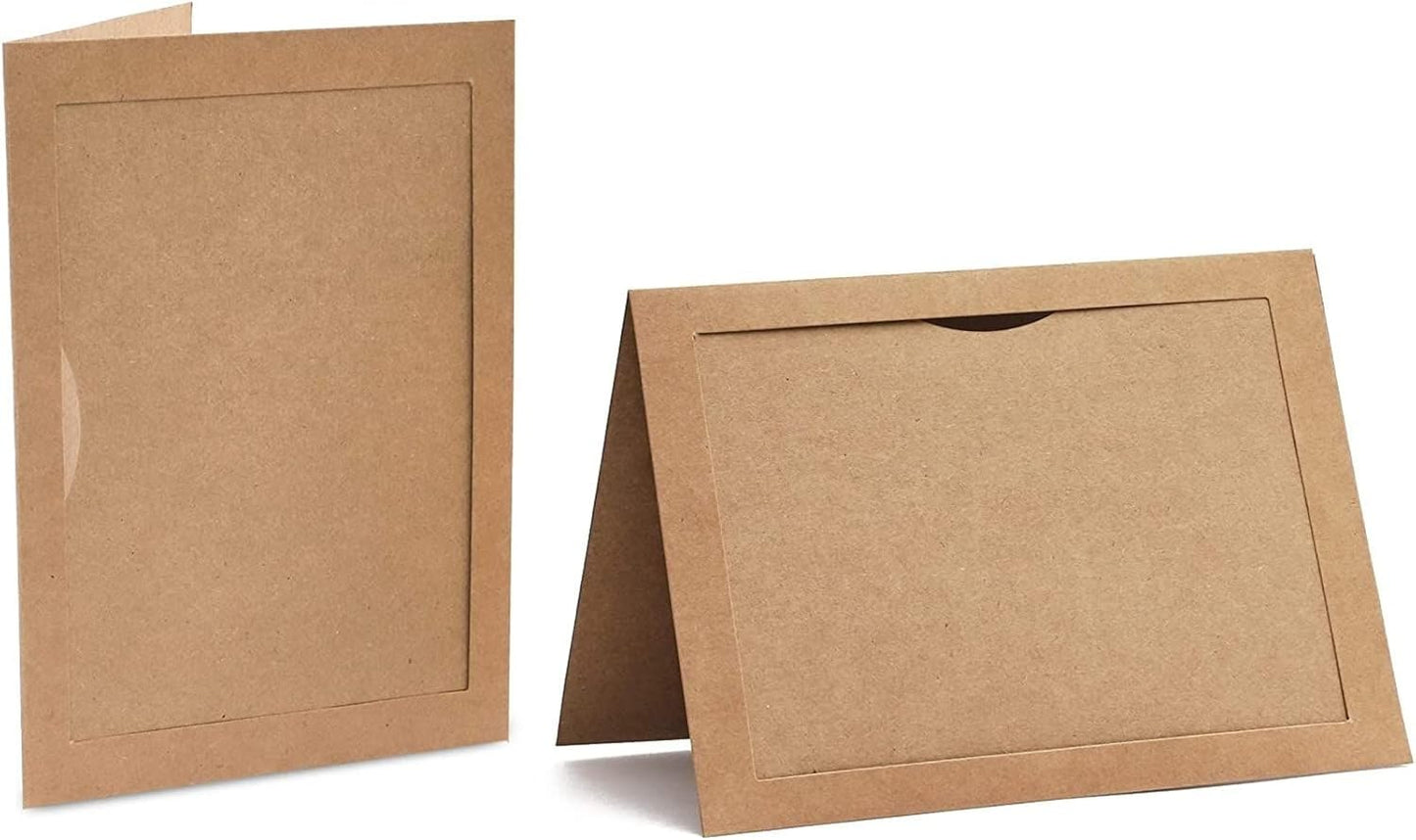 BEST PAPER GREETINGS Kraft Photo Frame Cards - Blank Photo Insert Cards with Envelopes - Durable Kraft Paper Frames - Versatile Greeting Inserts - Pack of 36, Brown, 5.5 x 7.75 In