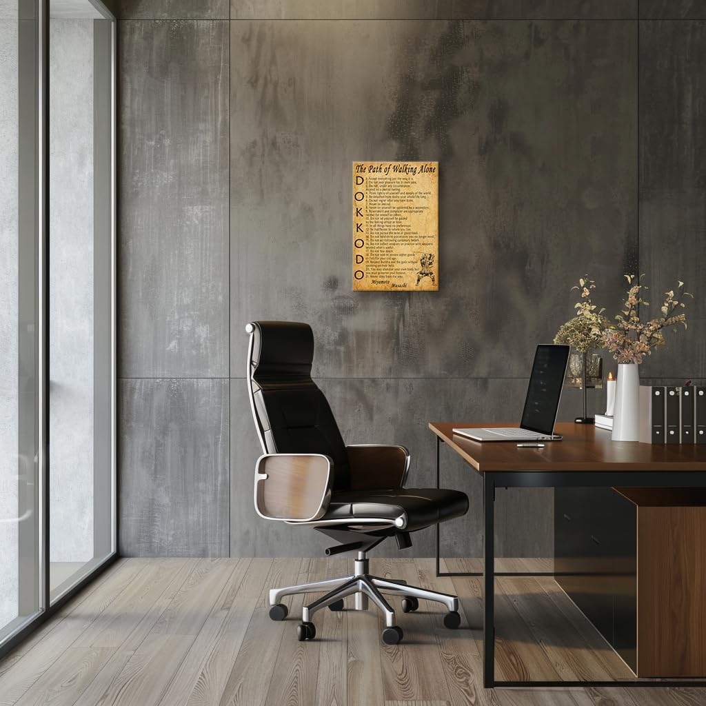 Wallpicss Dokkodo Poster Framed Inspirational Quotes Wall Art Canvas Prints Vintage Japanese Samurai Wall Decor Pictures for Living Room 12x18 inches