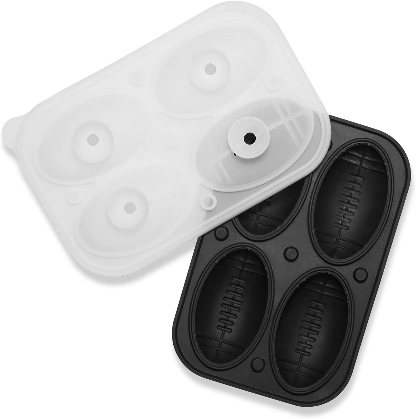 Silicone Football Ice Cube Mold Fun Shapes, Novelty Football Gifts, 2.2" Large Craft Round Sphere Ice Ball Molds For Game Day, Whiskey, Cocktails, Bourbon, Super Bowl