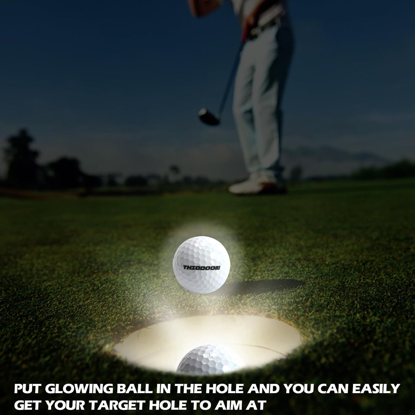 THIODOON Glow in The Dark Golf Balls - 7 Color LED, No Timer, Easy On/Off, 6 Pack